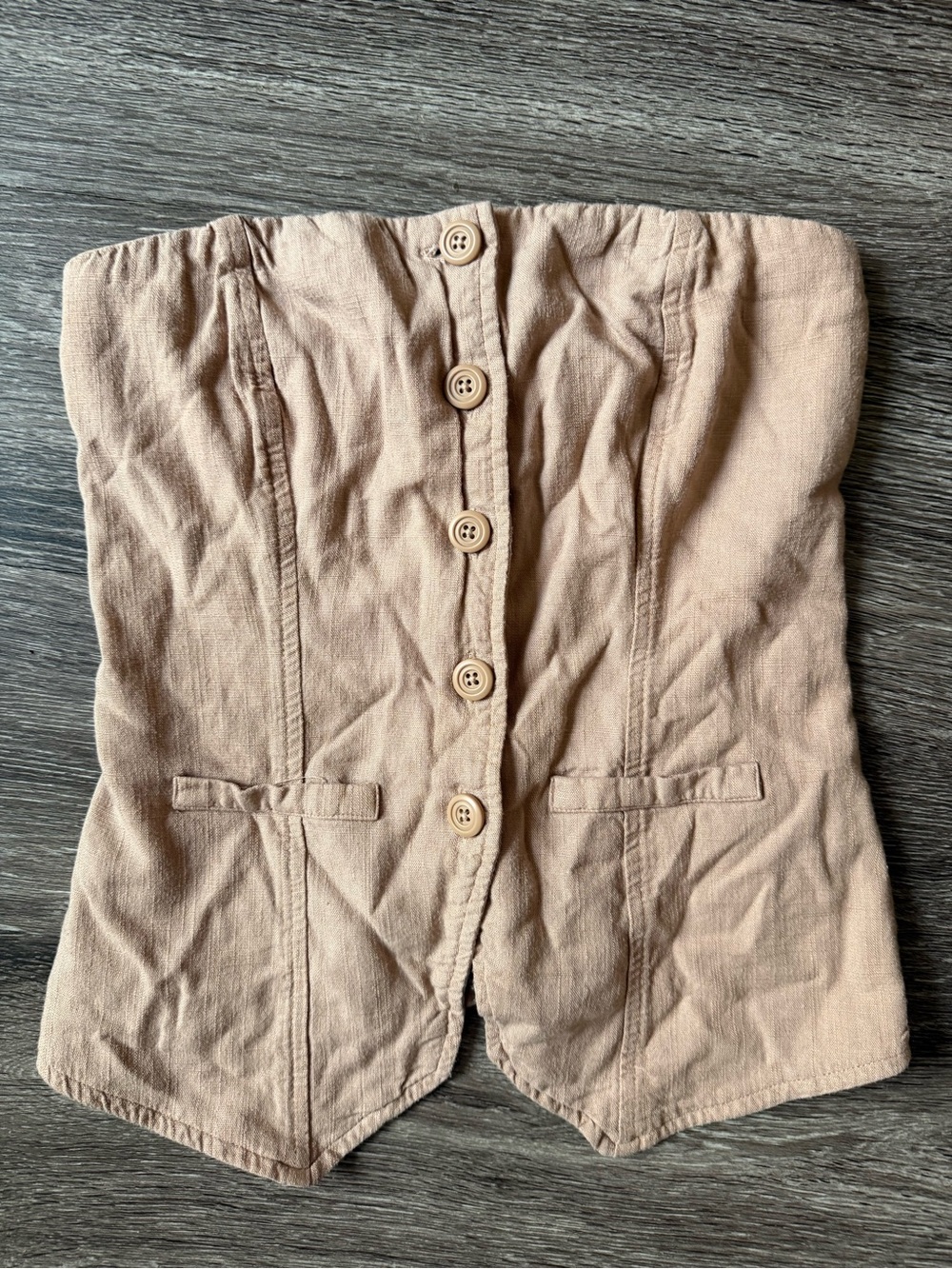 wild fable Beige Strapless Smocked Bustier Top